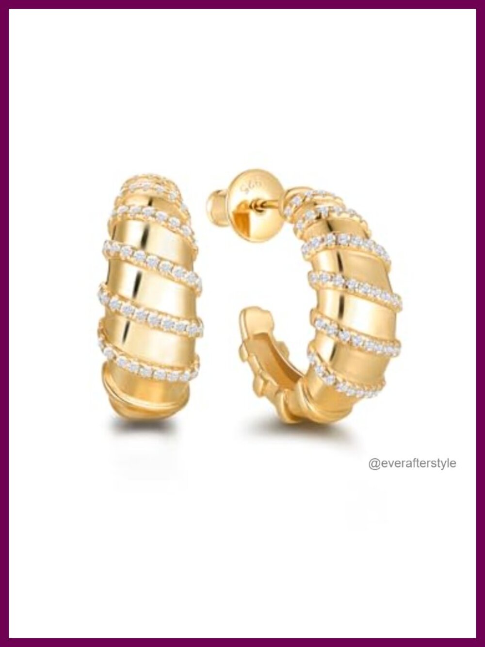 Chunky Wide Half Hoop Earrings Moissanite 925 Sterling Silver Women